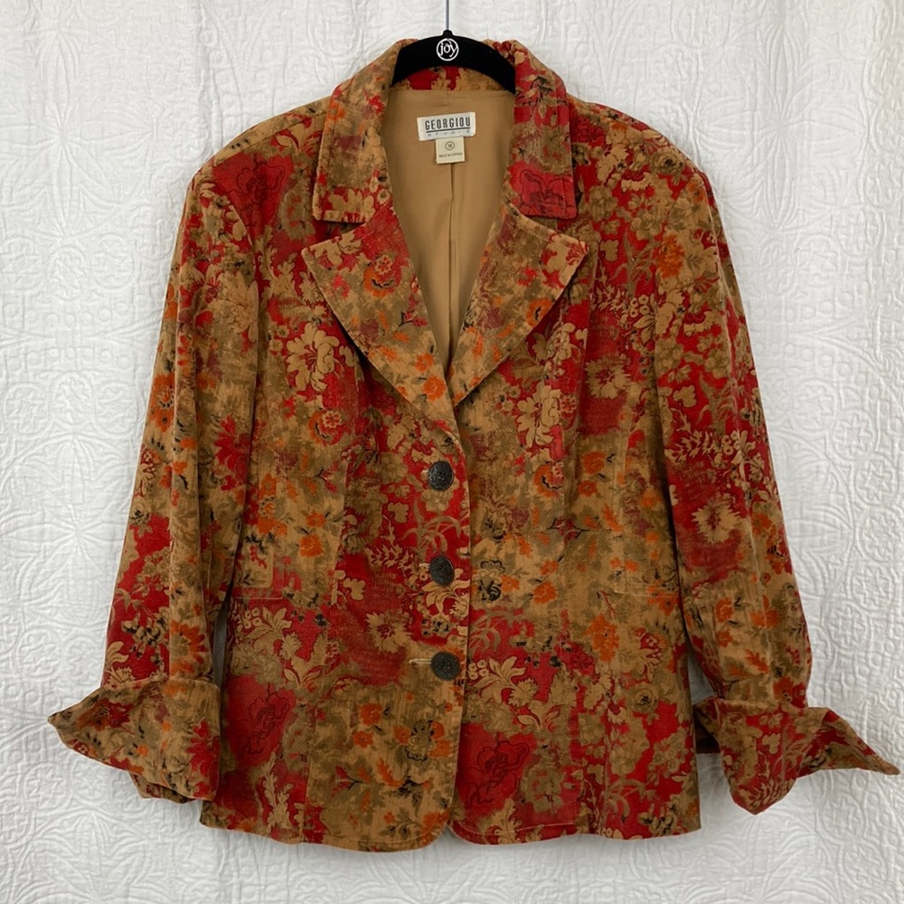 Georgiou Studio Women’s VTG Velvet Tapestry Blazer Jacket sz 14